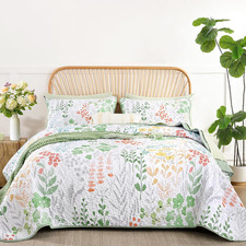 Floral Quilt Sets Queen Size Green Quilt Set 3 Pieces Bedspreads Bedding Set Sof
