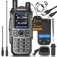 Baofeng UV-21R UHF VHF Handheld Long Range Two Way Radio Walkie Talkie Full Kit