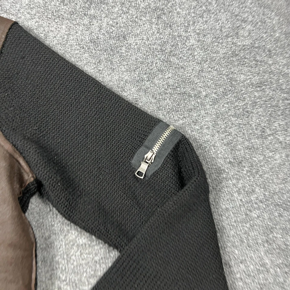 Armani Exchange Jacket Mens XL Brown Black Mixed Media Full Zip Faux Leather - Image 2 of 4