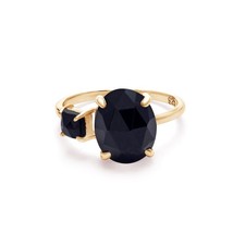 Black Onyx Gemstone Ring Solid 925 Sterling Silver Gold Plated Handmade Jewelry