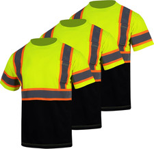 3Pcs Safety Reflective Visibility Shirts ANSI Class 2 Hi Vis Construction Work T