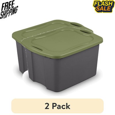 2 Pack Sterilite EZ Carry 17.5 Gallon Large Clear Storage Bin Gray