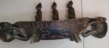 Tribal Pacific Islands Large Wooden Death Soul Boat Carving Sculpture 20"