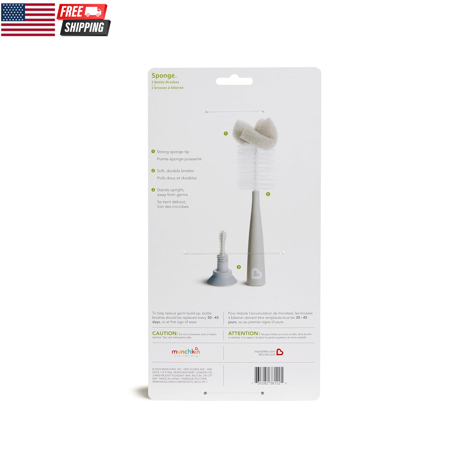 Sponge Check Sponge Bottle Brush, Grey/Sage, 2 Count (Pack of 1) | eBay