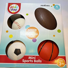 Play Day Mini Sports Balls 4-Piece Set Football Basketball Soccer Baseball 3
