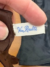 VINTAGE VAN RAALTE NYLON GLOVES BLACK AND BROWN SIZE 6