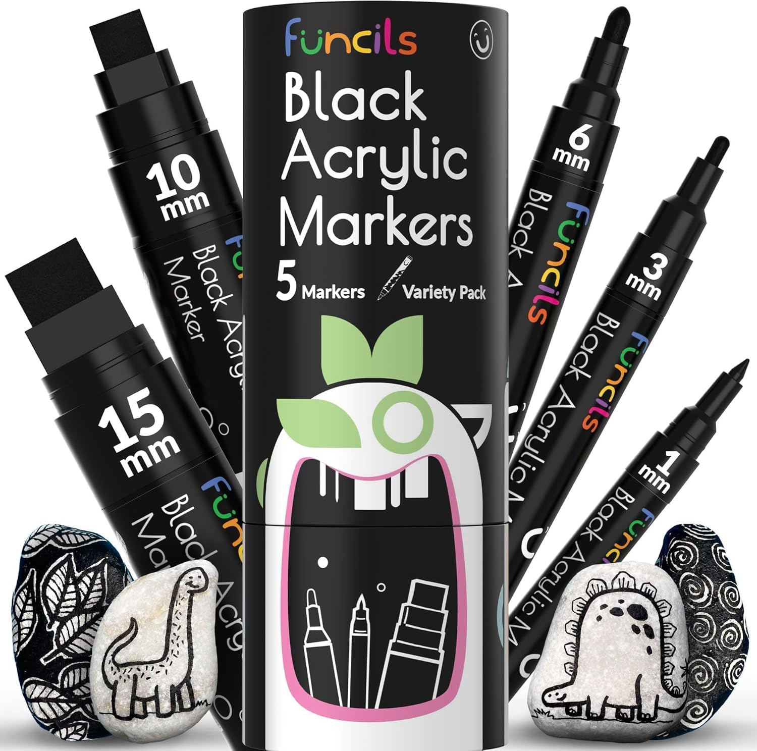 5 Acrylic Black Paint Pen - Fine Tip, Thin Point & Jumbo Pen