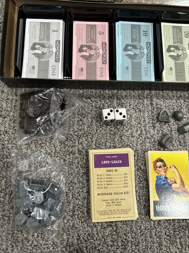 Piezas de repuesto completas Monopoly America's World War II sin tablero de juego Foto 3 de 4