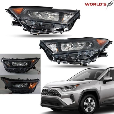 Left+Right Headlight For Toyota RAV4 LE XLE 2019-2022 LED Black Housing Clear