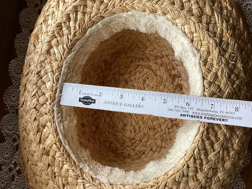 Vintage His & Hers Straw Hats Boater His Switzerland Hers Black Ribbon Unmarked - Picture 18 of 19