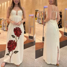 FARM Rio White Dress with Red Floral Design Size L