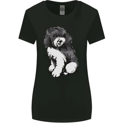 Harlekin Poodle Sketch Damen T-Shirt breiter geschnitten