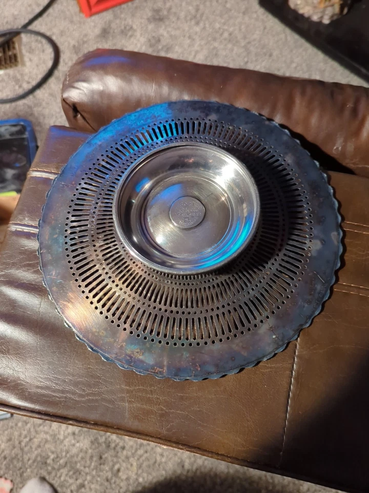 Placa de plata SHEFFIELD 8521 níquel/plata de aproximadamente 9" pulgadas de diámetro Foto 4 de 4