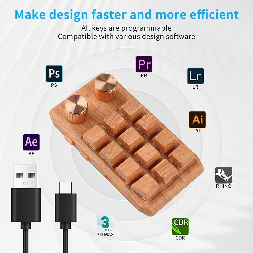 Innovative Wood Grain Keypad Featuring Programmable Keys for Easy Access - Image 2 of 4