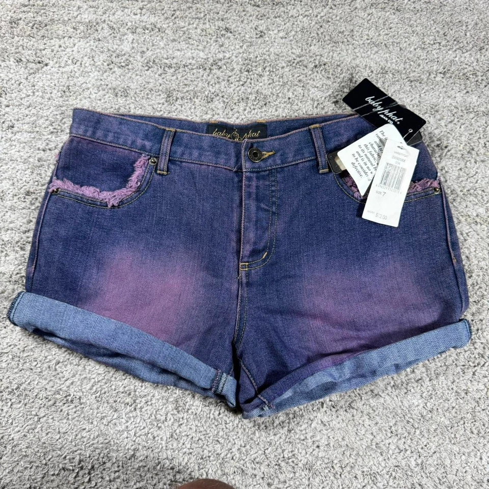 Y2K 2000’s Baby Phat Embroidered Fringe Grunge Punk Skater Short Denim Shorts - Image 2 of 4