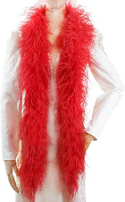 Red Ostrich Feather Boas   2Yards 3Ply Long Boas for Party, DIY Production Red 
