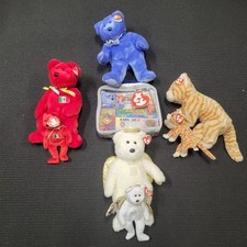 TY Lot of Beanie Buddies  Babies - Halo II, Amber, Osito,  Clubby II