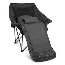 Oversized Fully Padded Camping Chair with Removable Foot Pocket, Heavy Black