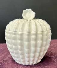 Spode Porcelain Cactus Shaped Lidded Dish Sugar Condiment Jam Jar England 4"