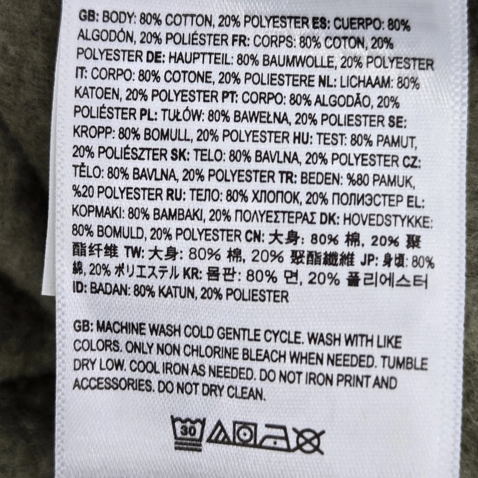 Vans Hombres Sudadera XL Verde Crop Retreat Raglán Polar Logo Manga Larga Foto 3 de 4