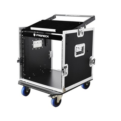 PRORECK 10U 20'' Slant Mixer Road Case Plywood DJ Rack Case with Wheels