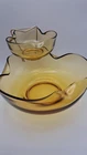 Vintage - 1970's Anchor Hocking Heavy Amber Gold Glass Chip Dip Bowl Set (3 pcs)