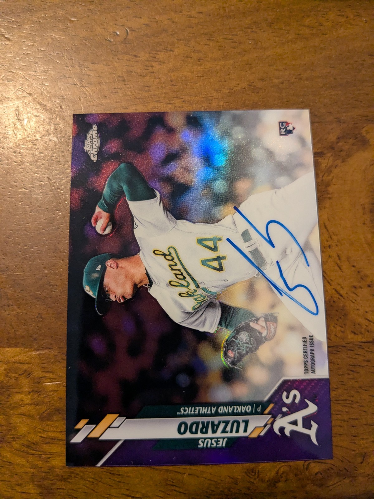 2020 Topps Chrome #RA-JL Jesus Luzardo Rookie Autographs Purple Refractor #/250