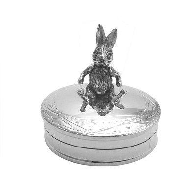 Hase Pillendose Andenken 925 Sterling Silber mit beweglichem Gelenkhase