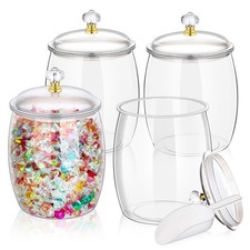 4 Pcs Candy Jars With Lids Spoons 1/2 Gallon Clear Plastic Cookie Container L...