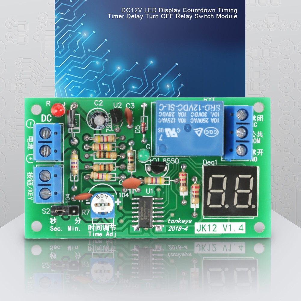 LED Display Countdown Timer Relay Switch Module For Delay Turn OFF Applications