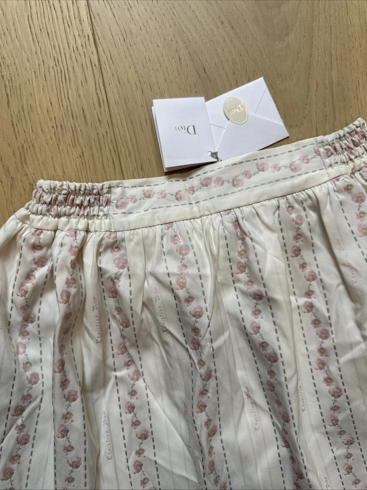 全新带标签 100% 正品 Christian Dior 儿童女孩迷你裙 - 10 码 - 象牙色和粉红色 — 第 3/4 张图片