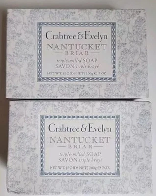Crabtree & Evelyn Nantucket Briar Triple Milled Bar Soap 400g 2 x 200g Luxury