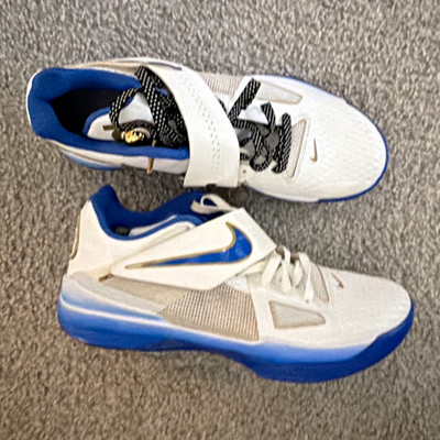 Nike KD 4 Men s Basketball Sneakers White/Blue Mid Top Strap Lace Rubber