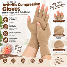 Arthritis Compression Gloves Fingerless Hand Support Carpal Tunnel Pain Relief