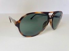 Vintage 80s Aviator Sunglasses Tortoise Frame Green Lenses Korea Made