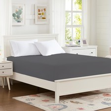 100 Microfiber Twin Size Fitted Sheet Only 14 Inch Deep Pocket Dark Gray