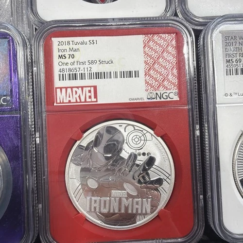 2018 Tuvalu Marvel Iron Man 1 oz Silver Coin NGC MS70 One Of The First Struck