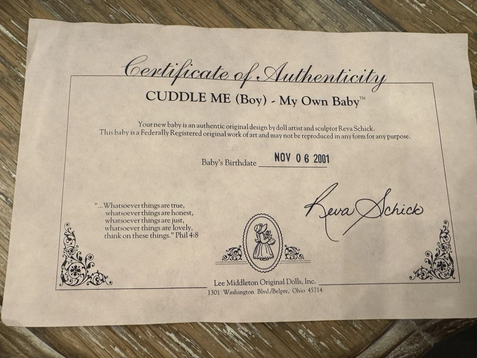 MINT IN BOX LEE MIDDLETON FIRST BORN AWAKE BOY MY OWN BABY DOLL NIB MINT Look!!! - Image 3 of 4