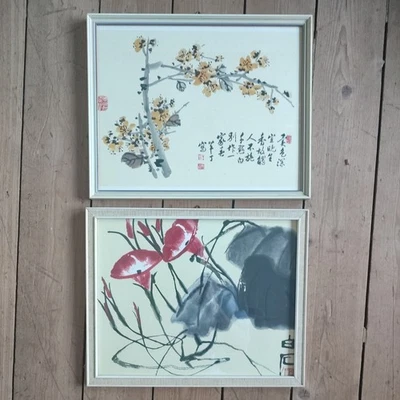 2 Chinesische Farbholzschnitte, gerahmt, Mid Century, Buchheim Verlag  - Bild 1 von 4