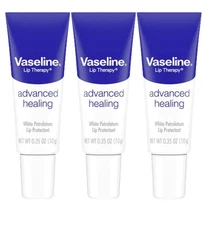 3 Pack Vaseline Lip Therapy Tube Advanced Healing Moisturizer Balm, .35 oz
