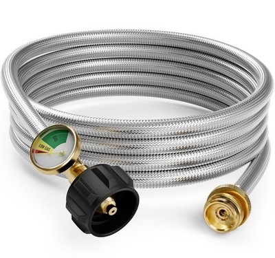 NUPICK Propane Adapter Hose, 12FT Propane Hose with Gauge for Weber Q Grills,...