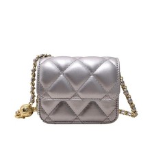 Mini Belt Bag for Women Silver Leather Crossbody Waist Purse Trendy Fashion