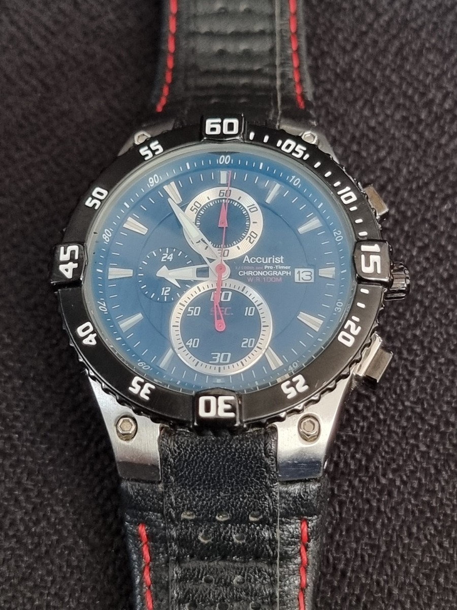 ACCURIST MS780 CHRONOGRAPH PRO TIMER WATCH BLACK WHITE DIAL BLACK STRAP A BEAUTY View 3