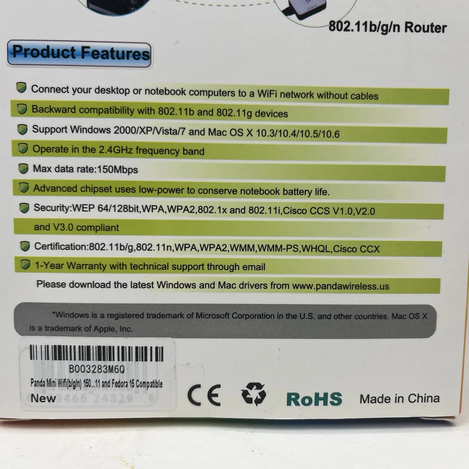 Panda • Wireless N USB Adapter • 150 Mbps • New In Box - Image 3 of 4