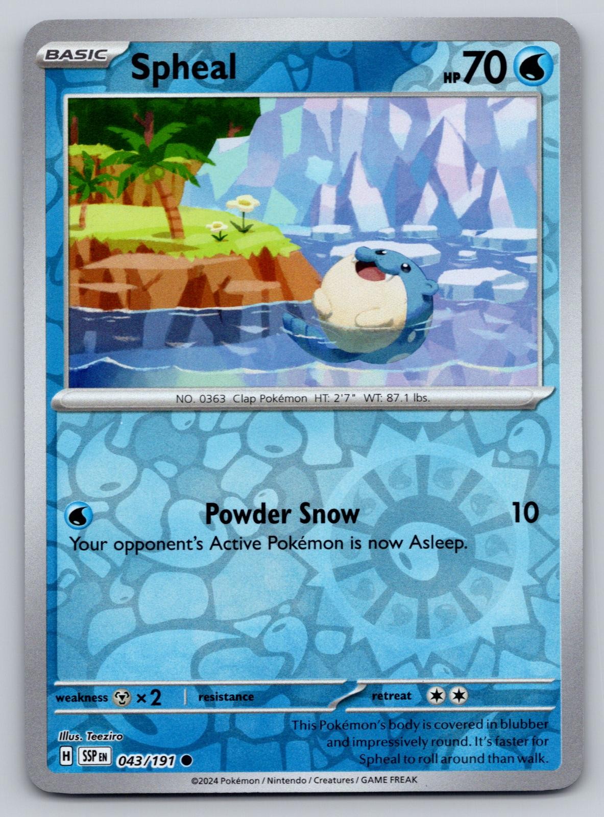 Pokemon Spheal 043 Reverse Holo Common Surging Sparks 191 NM