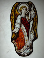 Stained glass  Beautiful ANGEL  HAND PAINTED Kiln fired 330x165mm Antique style