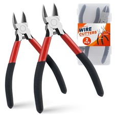 2PCS Heavy Duty Wire Cutters Set, 5 Inch 6 Inch Electrical Diagonal Cutting Pl