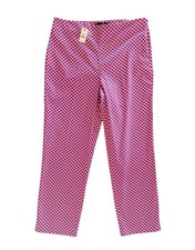 NWT Talbots Heritage Pink White Geometric Print Cropped Pants Side Zip Size 8