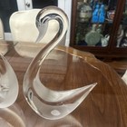 Vintage Signed Murano 14.5” 17.5” Glass Swan Sculptures Frosted Bills Panels MCM — photo 4