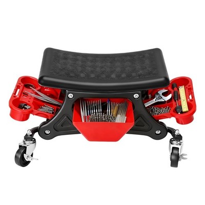 Mechanic Stool with Wheels 300LB Capacity Heavy Duty Rolling Tool Trays Drawer